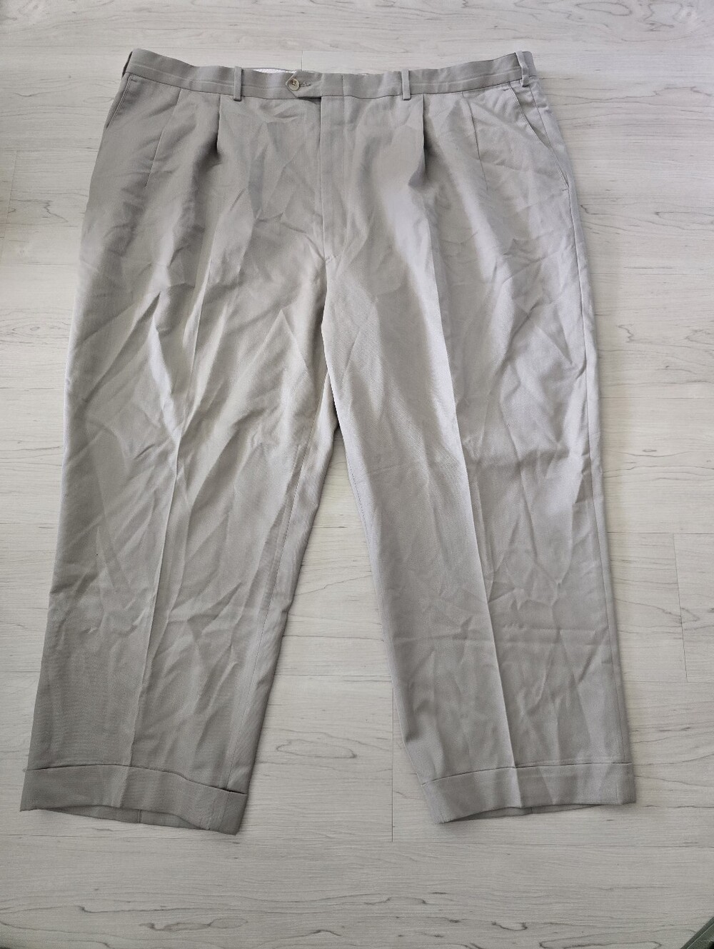 Britches Tailored for Nordstrom Men's Khaki Pleated Dress Pants Size 46R Cuffed